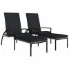 VidaXL Chaises longues avec repose-pied 2 pcs Résine tressée Gris -Bains de soleil Soldes image 2 317633