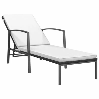 VidaXL Chaise longue de jardin avec coussin Résine tressée Noir 3 VidaXL Chaise longue de jardin avec coussin Résine tressée Noir