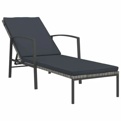 VidaXL Chaise longue de jardin avec coussin Résine tressée Gris 3 VidaXL Chaise longue de jardin avec coussin Résine tressée Gris