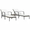 VidaXL Chaises longues 2 pcs avec table Résine tressée Marron 2 VidaXL Chaises longues 2 pcs avec table Résine tressée Marron -Bains de soleil Soldes image 2 317637