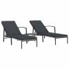 VidaXL Chaises longues 2 pcs avec table Résine tressée Gris 2 VidaXL Chaises longues 2 pcs avec table Résine tressée Gris -Bains de soleil Soldes image 2 317639
