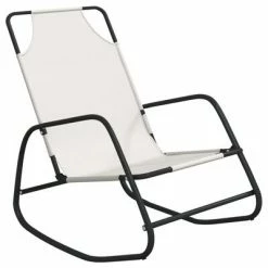 VidaXL Chaise longue à bascule Crème Acier et textilène