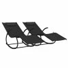 VidaXL Chaises longues à bascule 2 pcs Noir Acier et textilène 2 VidaXL Chaises longues à bascule 2 pcs Noir Acier et textilène -Bains de soleil Soldes image 2 318128