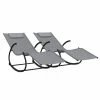 VidaXL Chaises longues à bascule 2 pcs Gris Acier et textilène 1 VidaXL Chaises longues à bascule 2 pcs Gris Acier et textilène -Bains de soleil Soldes image 2 318129