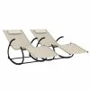 VidaXL Chaises longues à bascule 2 pcs Crème Acier et textilène 1 VidaXL Chaises longues à bascule 2 pcs Crème Acier et textilène -Bains de soleil Soldes image 2 318130