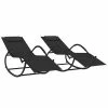 VidaXL Chaises longues à bascule 2 pcs Noir Acier et textilène 1 VidaXL Chaises longues à bascule 2 pcs Noir Acier et textilène -Bains de soleil Soldes image 2 318132