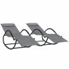 VidaXL Chaises longues à bascule 2 pcs Gris Acier et textilène 1 VidaXL Chaises longues à bascule 2 pcs Gris Acier et textilène -Bains de soleil Soldes image 2 318133