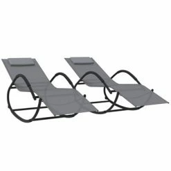 VidaXL Chaises longues à bascule 2 pcs Gris Acier et textilène