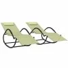 VidaXL Chaises longues à bascule 2 pcs Crème Acier et textilène 1 VidaXL Chaises longues à bascule 2 pcs Crème Acier et textilène -Bains de soleil Soldes image 2 318134