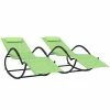 VidaXL Chaises longues à bascule 2 pcs Vert Acier et textilène 1 VidaXL Chaises longues à bascule 2 pcs Vert Acier et textilène -Bains de soleil Soldes image 2 318135
