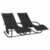 VidaXL Chaises longues à bascule 2 pcs Noir Acier et textilène 2 VidaXL Chaises longues à bascule 2 pcs Noir Acier et textilène -Bains de soleil Soldes image 2 318136
