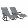 VidaXL Chaises longues à bascule 2 pcs Gris Acier et textilène -Bains de soleil Soldes image 2 318137