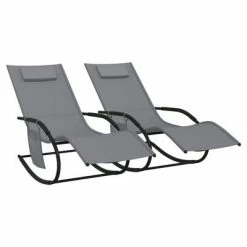 VidaXL Chaises longues à bascule 2 pcs Gris Acier et textilène