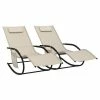 VidaXL Chaises longues à bascule 2 pcs Crème Acier et textilène -Bains de soleil Soldes image 2 318138