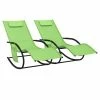 VidaXL Chaises longues à bascule 2 pcs Vert Acier et textilène