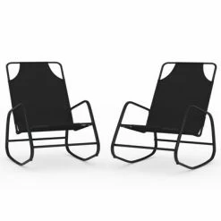 VidaXL Chaises longues à bascule 2 pcs Noir Acier et textilène