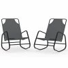 VidaXL Chaises longues à bascule 2 pcs Gris Acier et textilène 2 VidaXL Chaises longues à bascule 2 pcs Gris Acier et textilène -Bains de soleil Soldes image 2 318141