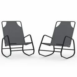 VidaXL Chaises longues à bascule 2 pcs Gris Acier et textilène