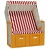 VidaXL Strandkorb avec auvent Résine tressée bois solide Rouge blanc