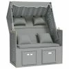 VidaXL Strandkorb avec coussins Résine tressée et bois solide Gris