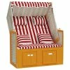 VidaXL Strandkorb avec coussins Résine tressée bois solide Rouge blanc 2 VidaXL Strandkorb avec coussins Résine tressée bois solide Rouge blanc -Bains de soleil Soldes image 2 318665