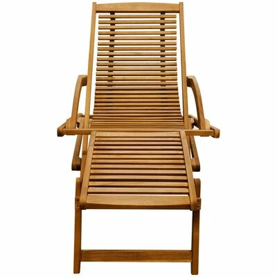 VidaXL Chaise de terrasse avec repose-pied Bois d'acacia solide 4 VidaXL Chaise de terrasse avec repose-pied Bois d'acacia solide – Image 2