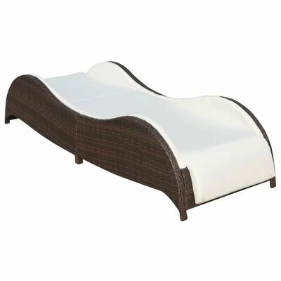 VidaXL Chaise longue avec coussin Résine tressée Marron 4 VidaXL Chaise longue avec coussin Résine tressée Marron – Image 2