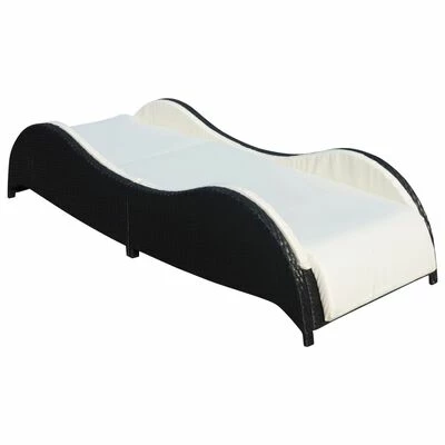 VidaXL Chaise longue avec coussin Résine tressée Noir 4 VidaXL Chaise longue avec coussin Résine tressée Noir – Image 2