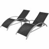 VidaXL Chaises longues avec table Aluminium Noir 2 VidaXL Chaises longues avec table Aluminium Noir -Bains de soleil Soldes image 2 42160