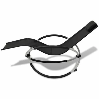 VidaXL Chaise longue géométrique d'extérieur Acier Noir et gris 4 VidaXL Chaise longue géométrique d'extérieur Acier Noir et gris – Image 2