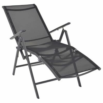 VidaXL Chaise inclinable de terrasse Aluminium et textilène Noir 4 VidaXL Chaise inclinable de terrasse Aluminium et textilène Noir – Image 2