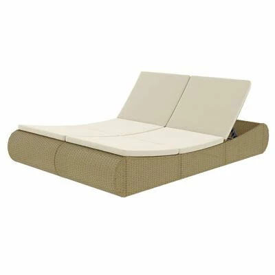 VidaXL Chaise longue d'extérieur Résine tressée Beige 3 VidaXL Chaise longue d'extérieur Résine tressée Beige