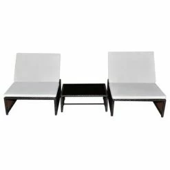 VidaXL Chaises longues 2 pcs avec table Résine tressée Marron -Bains de soleil Soldes image 2 43068