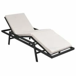 VidaXL Chaise longue avec coussin Résine tressée Noir
