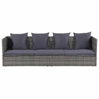 VidaXL Lit de jardin Gris 200x60 cm Résine tressée 4 VidaXL Lit de jardin Gris 200x60 cm Résine tressée – Image 2
