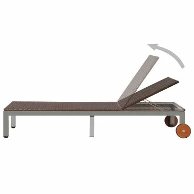 VidaXL Chaise longue avec roues Résine tressée Marron 4 VidaXL Chaise longue avec roues Résine tressée Marron – Image 2