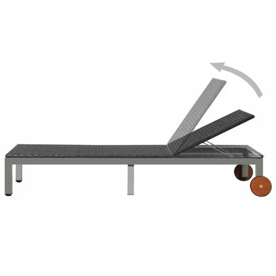 VidaXL Chaise longue avec roues Résine tressée Noir 4 VidaXL Chaise longue avec roues Résine tressée Noir – Image 2