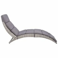 VidaXL Chaise longue pliable avec coussin Résine tressée Gris 8 VidaXL Chaise longue pliable avec coussin Résine tressée Gris -Bains de soleil Soldes image 2 44133