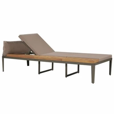 VidaXL Chaise longue avec coussins Bois d'acacia solide Marron 4 VidaXL Chaise longue avec coussins Bois d'acacia solide Marron – Image 2
