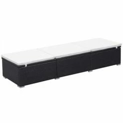 VidaXL Chaise longue avec coussin Résine tressée Noir