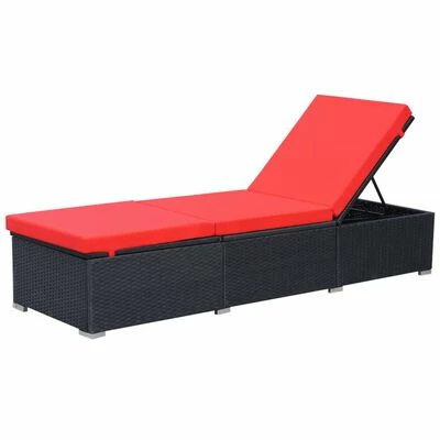 VidaXL Chaise longue avec coussin Résine tressée Noir 3 VidaXL Chaise longue avec coussin Résine tressée Noir