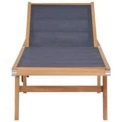 VidaXL Chaise longue pliable avec roulettes Teck massif et textilène 9 VidaXL Chaise longue pliable avec roulettes Teck massif et textilène -Bains de soleil Soldes image 2 44668