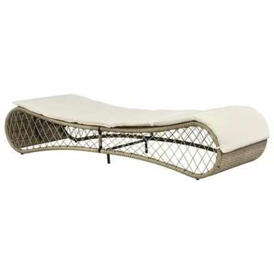VidaXL Chaise longue avec coussin Résine tressée Gris 4 VidaXL Chaise longue avec coussin Résine tressée Gris – Image 2