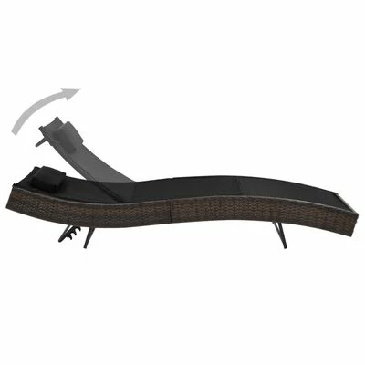 VidaXL Chaise longue avec oreiller Résine tressée Marron 4 VidaXL Chaise longue avec oreiller Résine tressée Marron – Image 2
