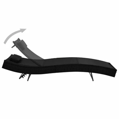 VidaXL Chaise longue avec oreiller Résine tressée Noir 4 VidaXL Chaise longue avec oreiller Résine tressée Noir – Image 2