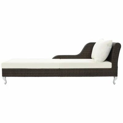 VidaXL Chaise longue avec coussin Résine tressée Marron 4 VidaXL Chaise longue avec coussin Résine tressée Marron – Image 2