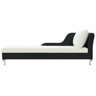 VidaXL Chaise longue avec coussin Résine tressée Noir 4 VidaXL Chaise longue avec coussin Résine tressée Noir – Image 2