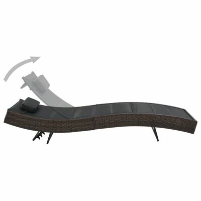 VidaXL Chaise longue Résine tressée et textilène Marron 4 VidaXL Chaise longue Résine tressée et textilène Marron – Image 2