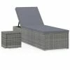VidaXL Chaise longue avec coussin et table à thé Résine tressée Gris 2 VidaXL Chaise longue avec coussin et table à thé Résine tressée Gris -Bains de soleil Soldes image 2 46227