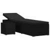 VidaXL Chaise longue avec coussin et table à thé Résine tressée Noir 2 VidaXL Chaise longue avec coussin et table à thé Résine tressée Noir -Bains de soleil Soldes image 2 46228